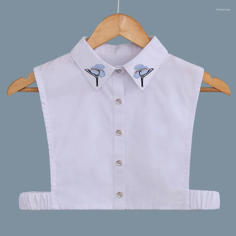 Båge slipsar kvinnor falska krage broderi vit skjorta tröja blus toppar falsk kvinna avslappnad fast färg löstagbar krage fred22