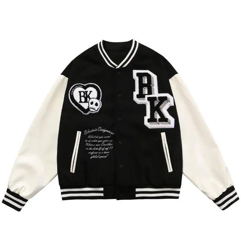 Kurtki męskie lakible bomber kurtka czaszka rama miłosna listu miłosny mundur baseballowy płaszcz harajuku streetwear hip hop tops