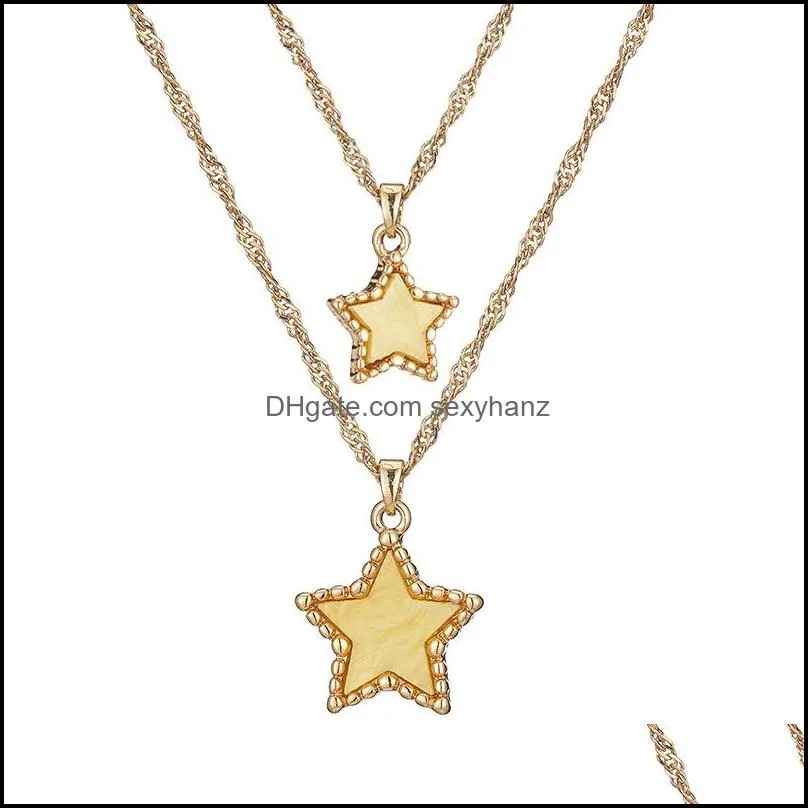 Women Fashion Pendant Necklace Charm Candy Color Acetic Acid Plate Star Multilayer Clavicle Chokers Necklaces Jewelry Gift 2975 Q2