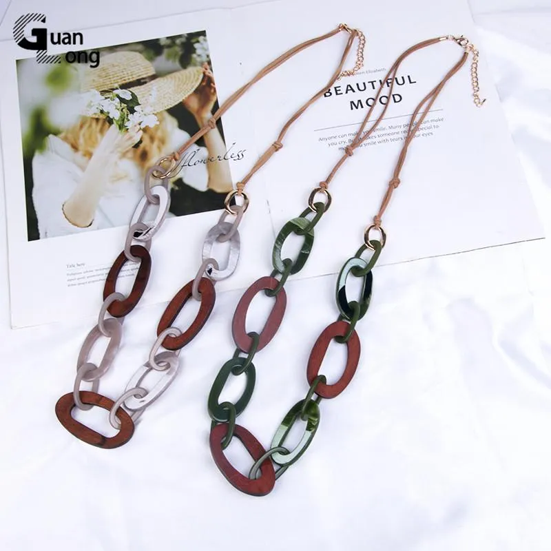 Hänghalsband guanlong harts vintage kvinnlig akryl Anpassad kedja länge för kvinnors uttalande svart bohemsk halsband