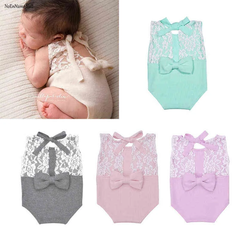 Noenname Null Newborn Photography Prop Baby Stretch Lace Props Romper вязание Dainty Romper T220727
