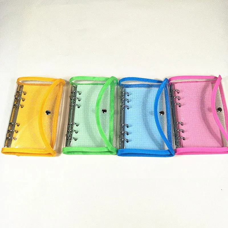メモ帳オリジナルカラーピンクA6スパイラル透明PVCノートブックカバー緩んだ日記コイルリングバインダープランナーフィラーページンテパッド