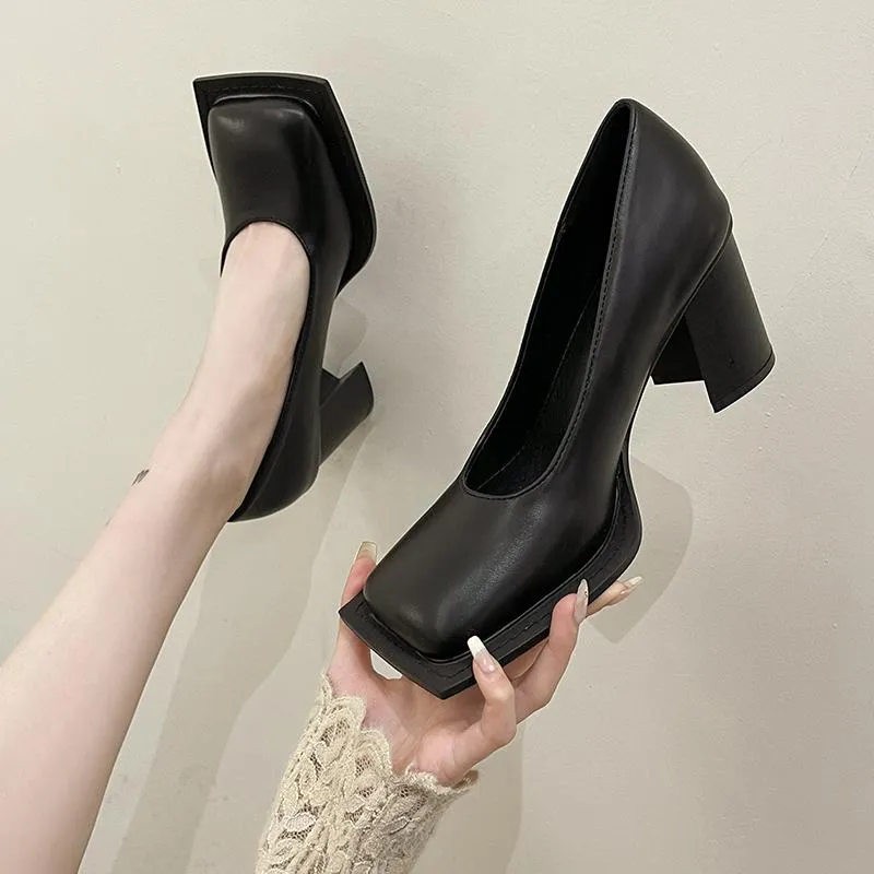 Sandaler tjock plattform Mary Janes Women Shoes Chunky Summer High Heels 2022 Lolita Lady Square Toe Pumps Mujer Zapatossandals