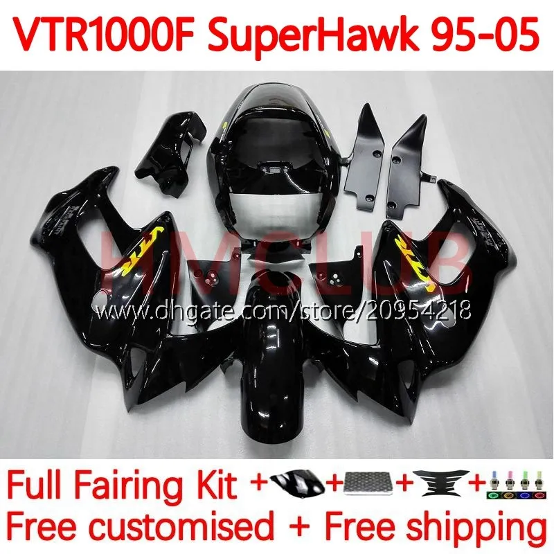 Body Kit für Honda VTR1000f Superhawk VTR1000 111NO.0 VTR 1000 F 1000F 97 98 99 00 01 02 03 04 05 VTR-1000F 1997 1998 1999 2000 2001 2002 2003 2004 2005 Klammer Glanz Schwarz