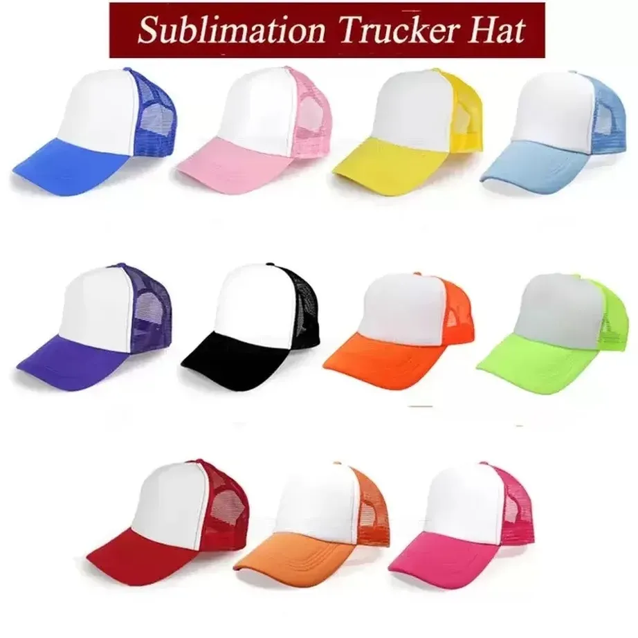 DHL Sublimazione Trucker Hat Sublimazione Blank Mesh Hat Cappellini per camionista per adulti per stampa a sublimazione Cappello sportivo da esterno personalizzato B0529A30