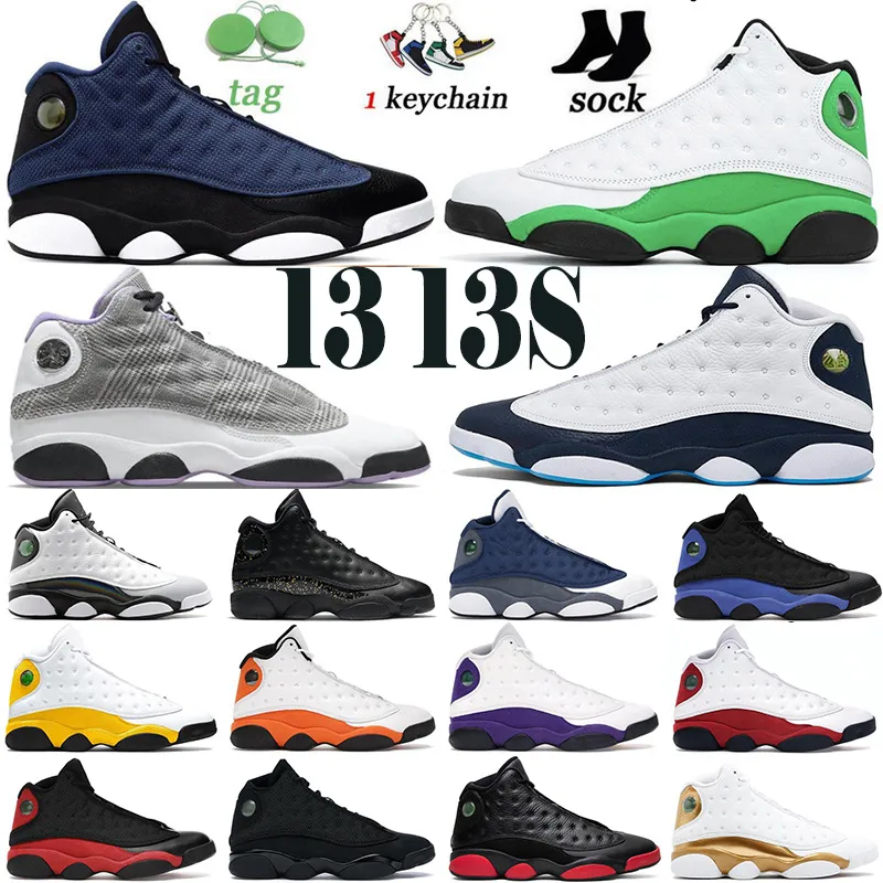 Jumpman XIII 13 13S MEN لكرة السلة أحذية فرط رويال فرنسي بلو الكتان الأزرق الجزيرة الخضراء وردت منتصف الليل البحرية السوداء Cat del Sol Barons Gym Red Flint Trainer Sneakers