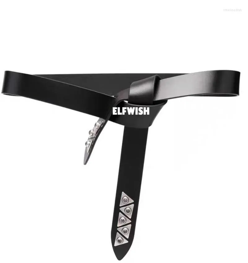 Belts Women BLACK Leather Belt With GEM Detail Rivets Fashion BOW Tied StudsBelts Emel22