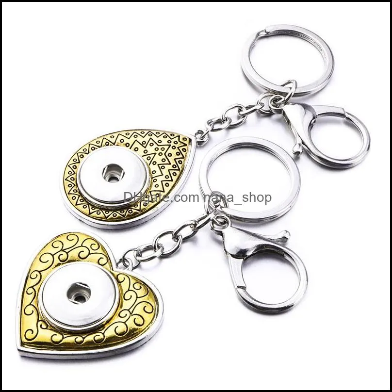 Heart Snap Button Jewelry Simple 18MM Snap Button Keychains Key Rings Keyring for Women Men Ginger snaps Jewelry