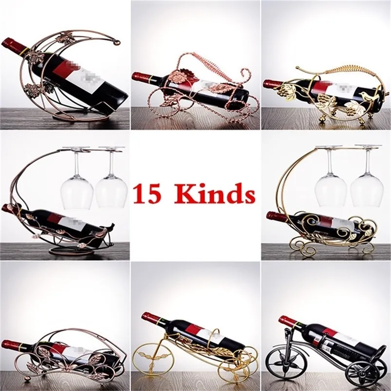 Creative Metal Wine Rack Hanging Glass Bottle Holder Bar Bracket Display Stand Decor Storage Wedding Party 220509