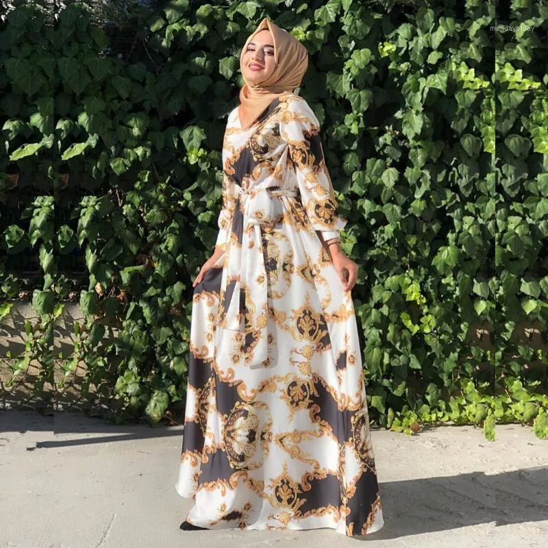 Ubranie etniczne letnie sukienki lekkie 2022 Plus muzułmańska koronkowa sznurka długa sukienka Abayas dla kobiet Turkish Islam Eid Mubarak Kaftan