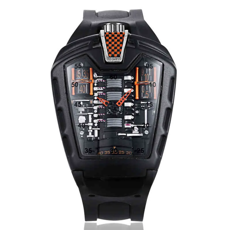 Festina relógios conceito de carro esportivo corrida estilo mecânico compartimento do motor de seis cilindros relógio criativo tendência masculina fashion269k