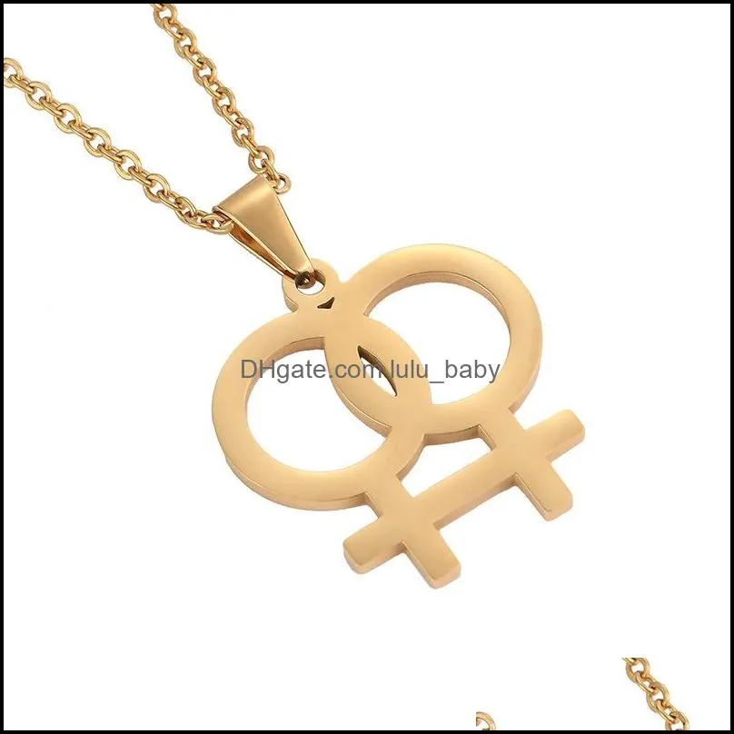 venus symbol charm female lesbian lgbt necklace women pendant les gold silver color stainless steel wedding jewelry