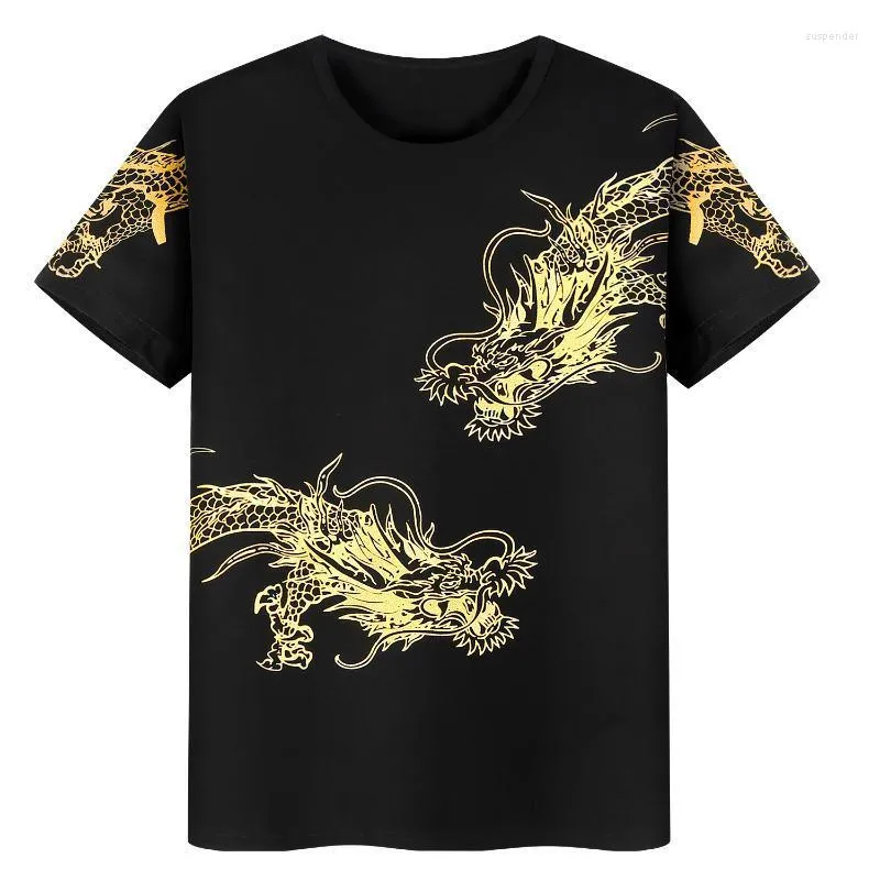 メンズTシャツサマーメンコットンTシャツ半袖ドラゴンホームカジュアルルーズプラスサイズ7xl 8xl 9xl中国スタイルティー特大ブラック60