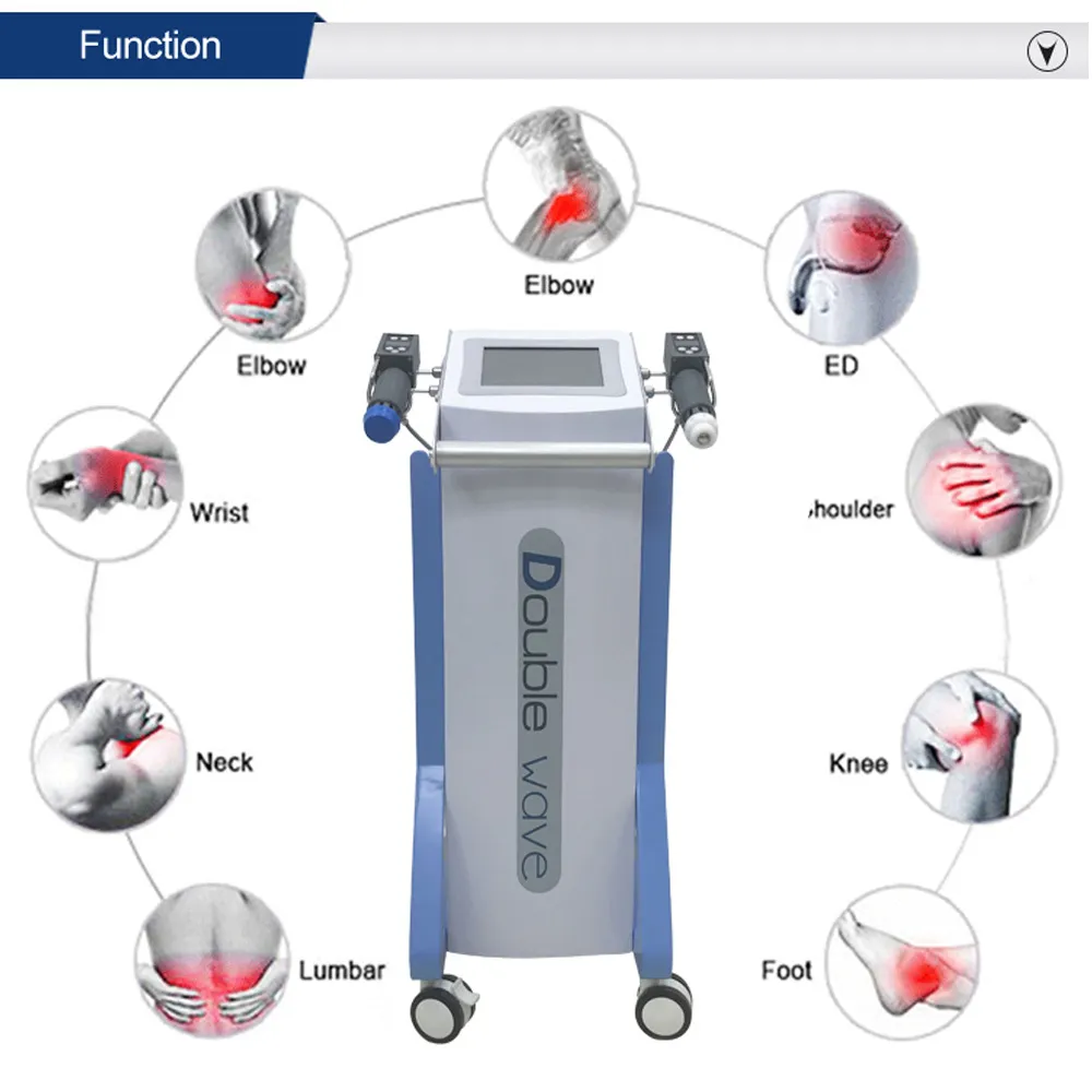 Professional Vertical 2 Handles Doublewave Ed Treatment Health Gadgets Équipement d'amortisseur Massage corporel Machine de dysfonction érectile électromagnétique