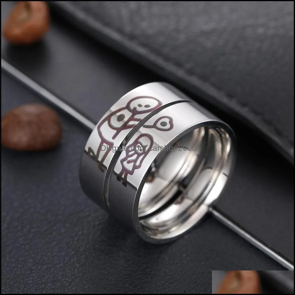 fashion stainless steel ring silver color romatic design heart wedding couple valentine`s day anniversary gift