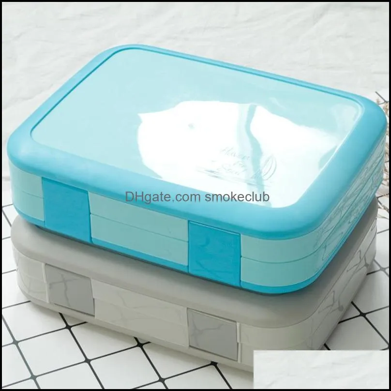 TUUTH Microwave Lunch Box Portable Multiple Grids Bento for School Student Kids Children Dinnerware Food Storage Container 220228