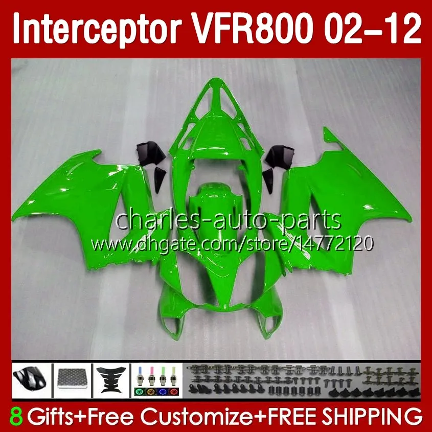 HONDA VFR800 için Açık Yeşil OEM Vücut VFR800 VFR 800 RR CC 800RR Interceptor 02-12 Karoser 129NO.139 800CC VFR800RR 02 03 04 05 06 07 08 09 10 11 12 VFR-800 RR 2002 2012 PERAKTİK