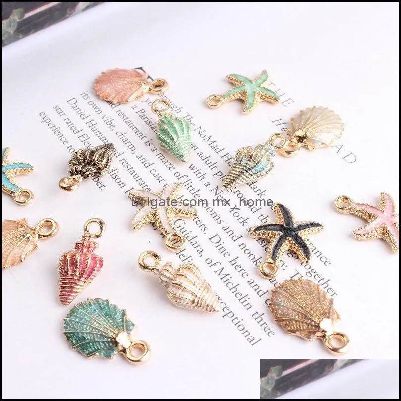 pearl light shell pendant diy k gold plated drop oil alloy small bracelet charm new edition jewelry accessories color mxhome