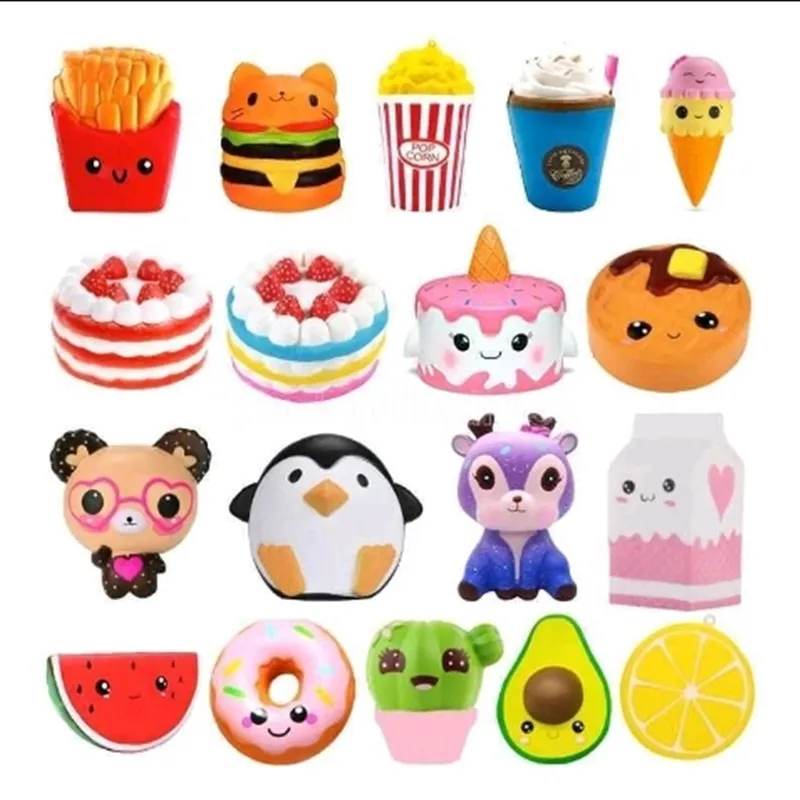 Pu Squishy Fidget Toy Cartoon Cartoon Popcorn Slow Rising Cream معطر على مضادات الإجهاد Kawaii Kids Squishies Gift