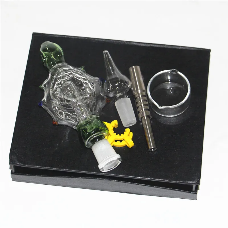 Hookah nektar bong set med 10mm 14mm 18mm domeless ti nagelrökning bong vattenrör återvinnsolje riggar miniglas bongs