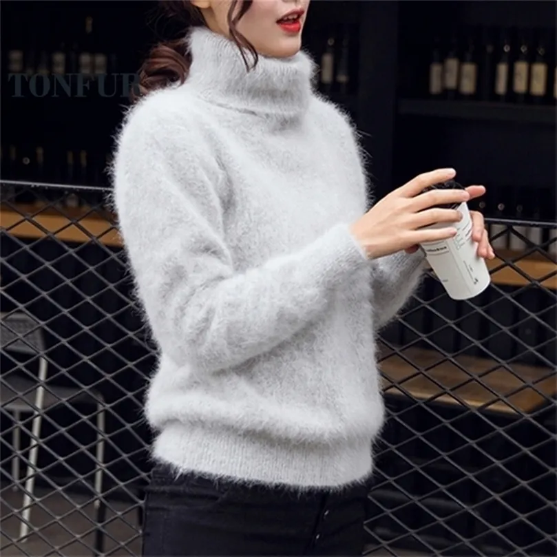 Sticked Real Mink Cashmere Pullovers Turtleneck Natural Pure Mink Cashmere Sweaters Top Rated Wholesale FP962 201201