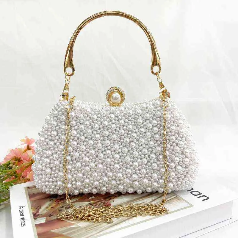 Designer Vintage Pearl Evening Clutch Bag Luxury Womens Handbag