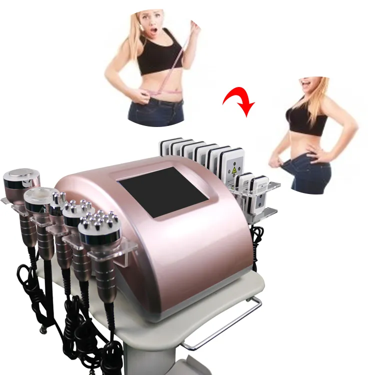 6 In één cavitatiemachine roze S vorm 3D body vormgevende vaccum rf cavitatie
