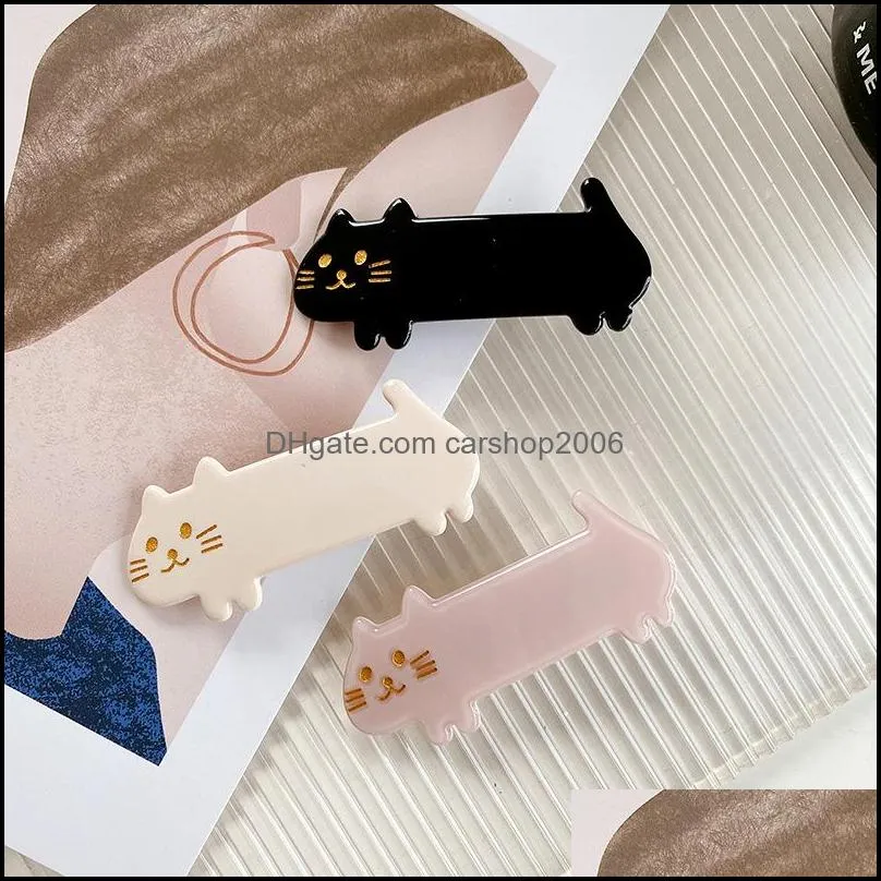 japanese short three color cat side hair clips women acetic acid alloy animal barrettes multi-color cartoon kitty headdress scrunchies hair