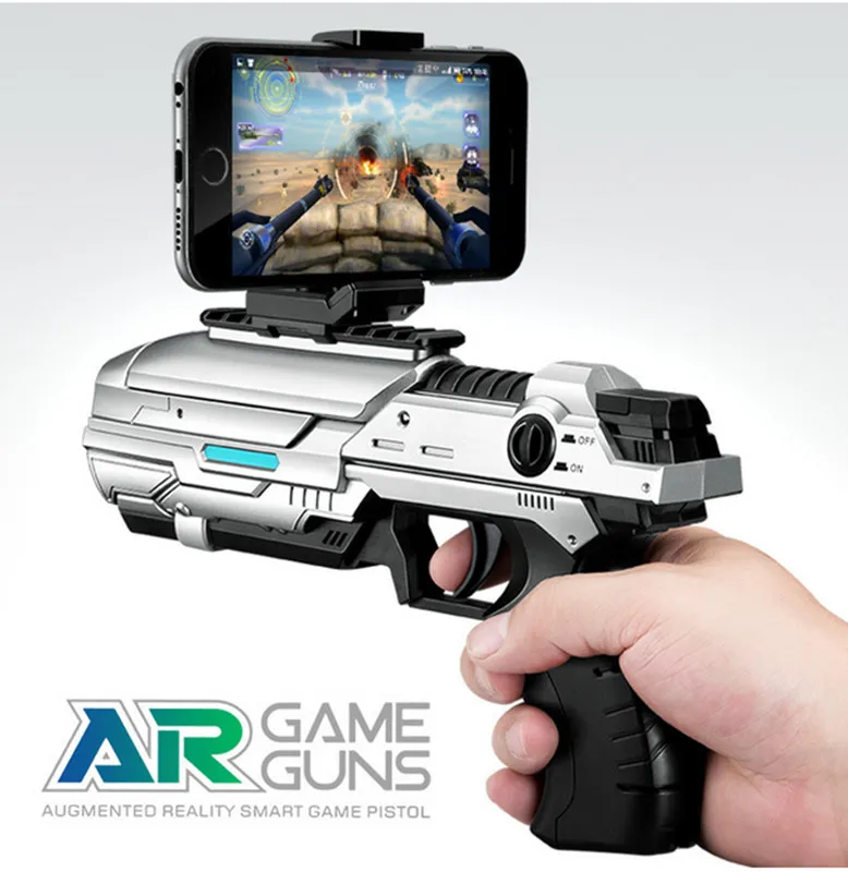 Groothandel shoot pistool sok zwaartekracht detectie spelen sprenkers somatosensorisch schieten smartphone bluetooth vr game handle ar chicken gun eten speelgoed