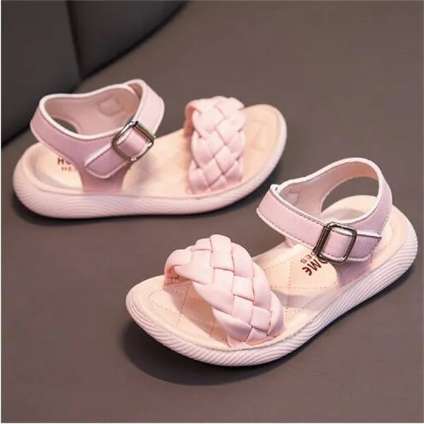 Sandalias tejidas para niñas con suela deals