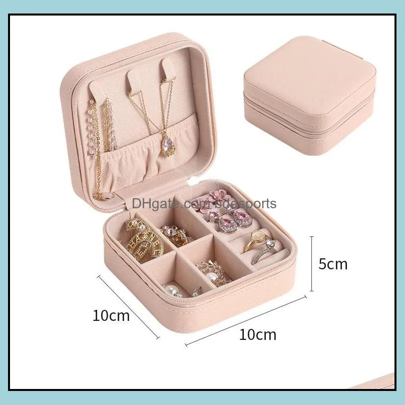 Portable Jewelry Box Ring Earring Storage Organizer Bins Easy To Carry PU Jewelry Boxes Logo Custom RRA12505