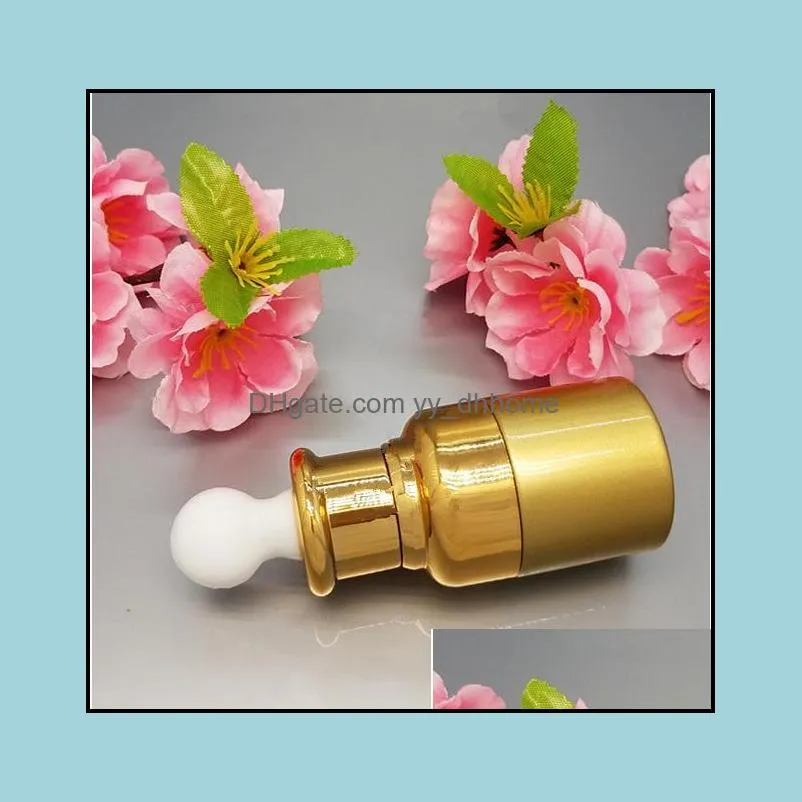 glass 20ml gold essential oil bottle dropper pot women cosmetic container sn3214