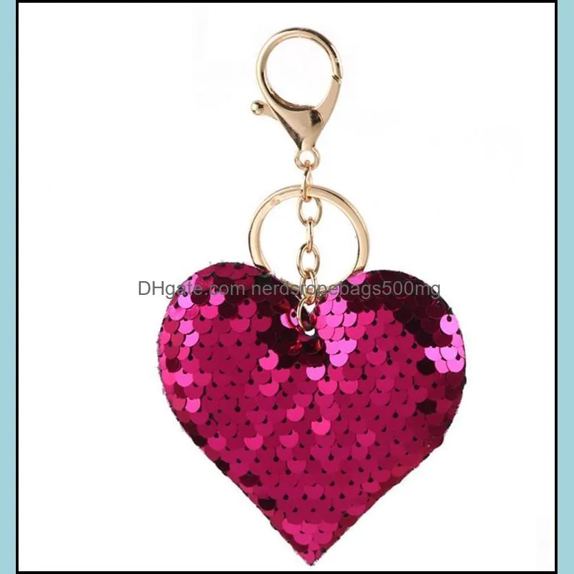 New Heart Sequin Keychain Key Rings Party Favor Mother`s Day Valentine`s Day Christmas Gift for Girls Women RRA12606