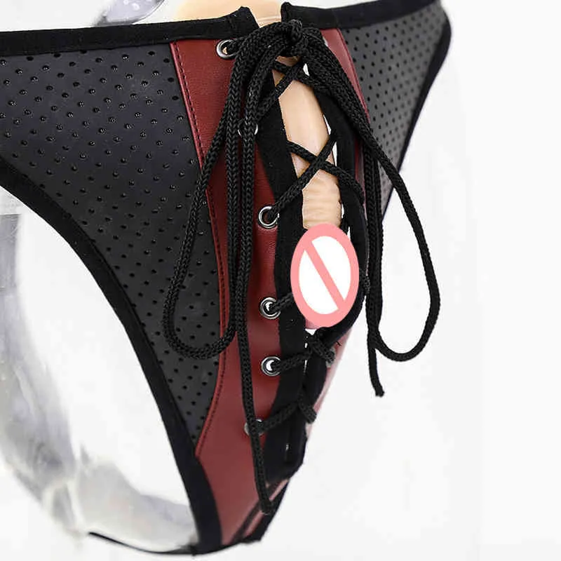 Nxy Sm Bondage Samox Adult Games Pu Leather Sexy Panties Bdsm Fetish Restraints Penis Cock Cage Male Chastity Devices Belt Erotic Toys 220423