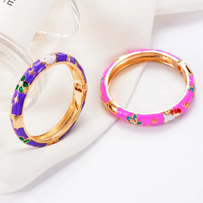 24pcs Old Beijing Cloisonne Bracelet Retro Ornaments Ethnic Style Children Simple Womens Jewelry Gift Fashion