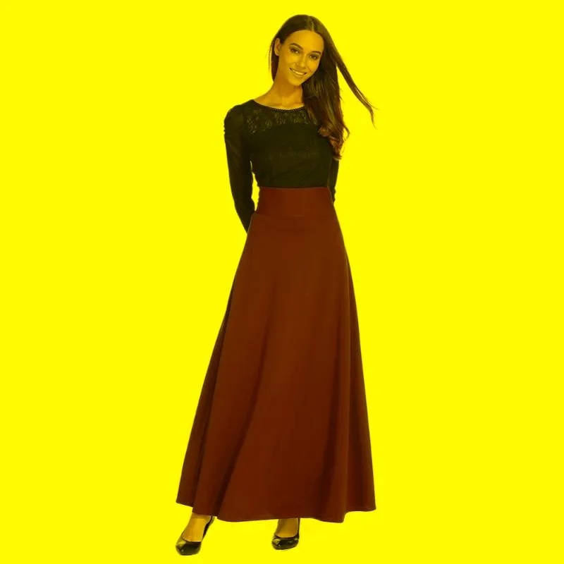 Skirts High Waist Maxi Skirt For Women Big Swing Ankle-Length Long Pleated Plus Size S-5XLSkirts