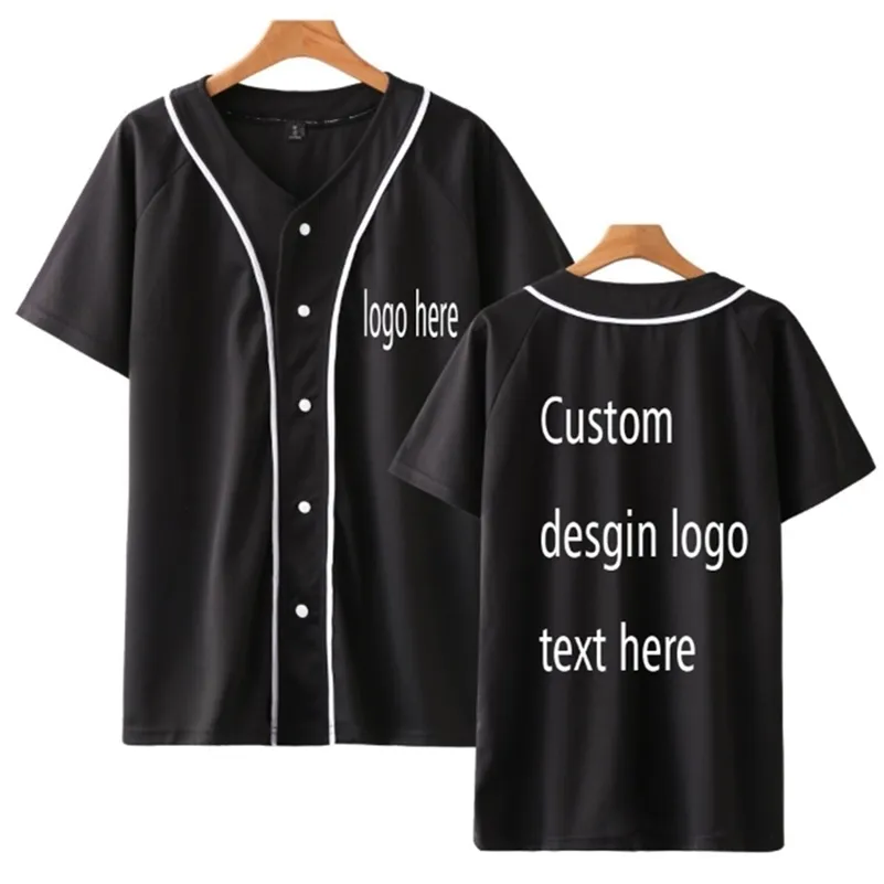 Męski mundur baseballowy Niestandardowy trend drukowania 3D cienki krótki guzika T -koszulka 220708