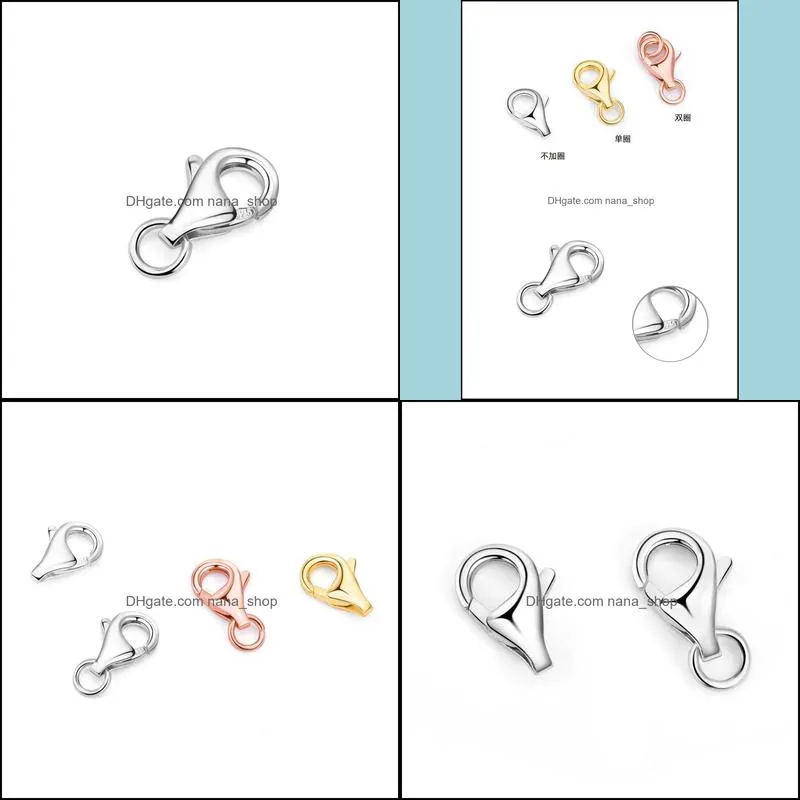 S925 sterling silver accessories 8mm lobster clasp water drop clasp Necklace Bracelet clasp manual DIY material PS8A010