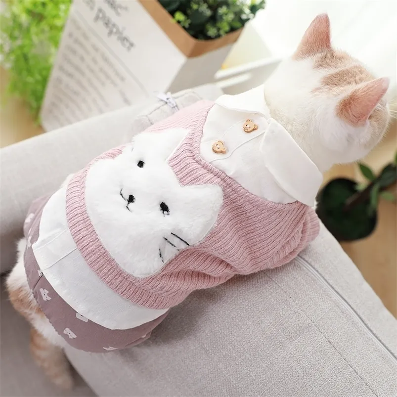 HOOPET Pet Dog Clothes Cat Pringting Warm Coat for Small Dogs Autumn Winter Chihuahua Bulldog Dress T200710