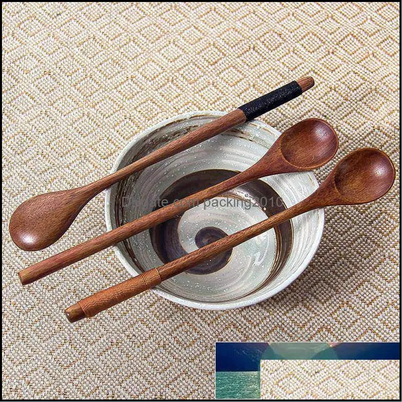 Wooden Long Spoon Kitchen Cooking Utensil Tool Tableware Spoon Soup Teaspoon Stirring Coffee Spoons New