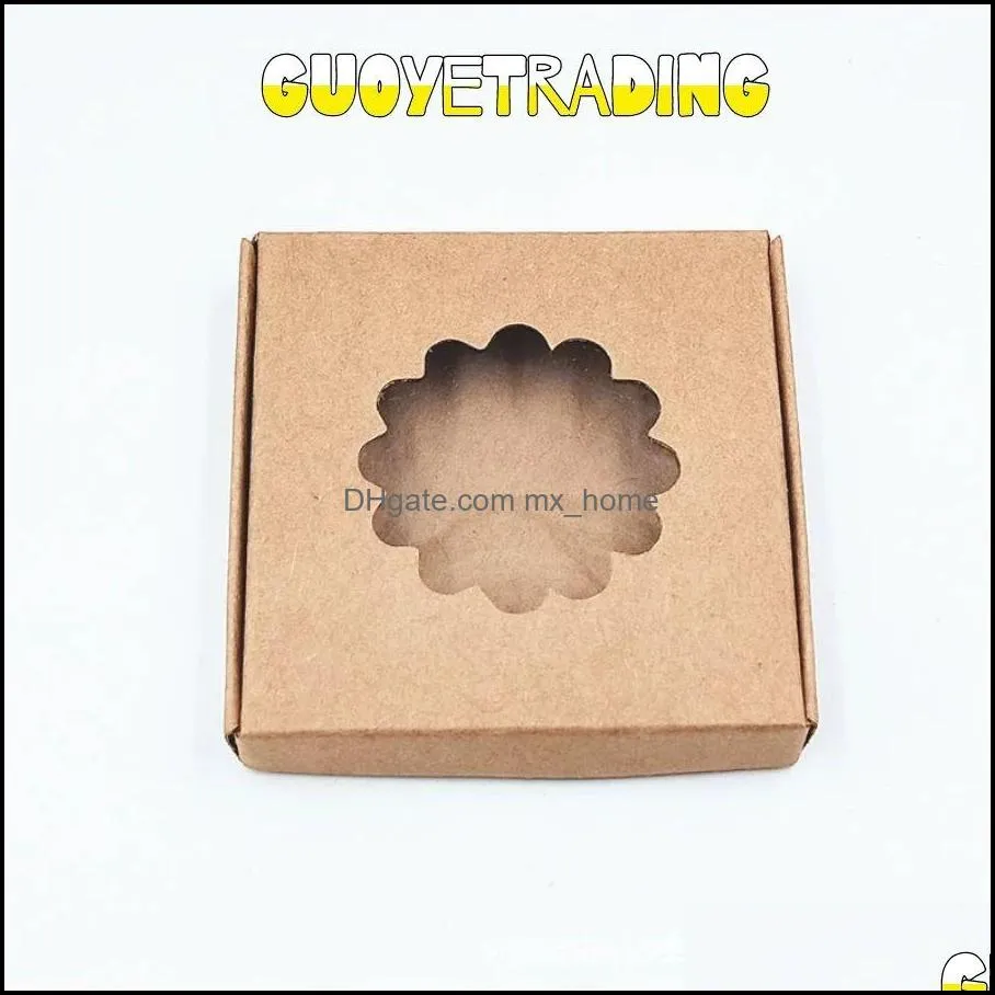 Pakoopie packaging box hair accessories jewelry small gift boxes kraft paper earrings necklaces storages opended window & pre-printed and vairious patterns or