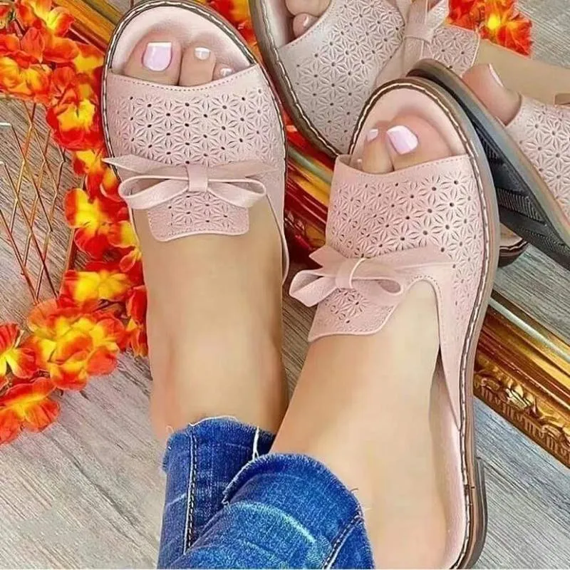 Sandals Summer Women Shoes Bowknot Woman Hollow Out Shoe Slip On Slipper Plus Size Zapatillas MujerSandals