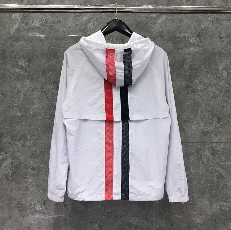 Men's Jackets Man's Cardigans Clothing Jacket Men White Striped Autumn Hooded Casual Coat Sports Uniform SpringMen's