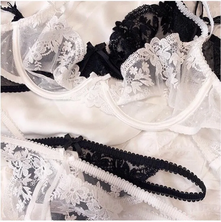 Black White Womens Underwear Bras Sets French Embroidered Lace Luxury Noble  Hollow Sexy Underwear With Steel Ring Ultra Thin See Through Bra T Pants  Suit Forlove From Tina920, $15.23