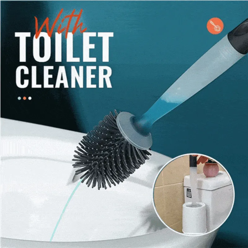 Refillable Silicone Toilet Cleaning Brush with Cleaner Drying Holder for Bathroom Storage Tool WC Accessories 220511