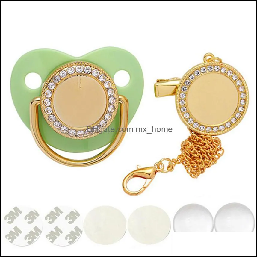 Sublimation Pacifier Luxury Bling Baby pendants DIY blank white creative gift fashion style family ornament accessories heat transfer printing