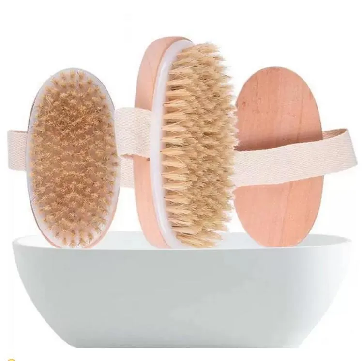Cleaning Brushes Bath Brush Dry Skin Body Soft Natural Bristle SPA The Wooden Shower Without Handle Fast Delivery T0525A21