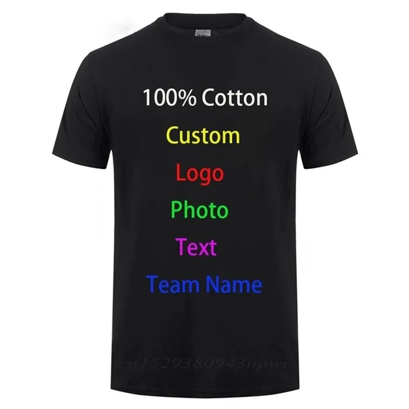 T Shirt Men Customized Text Diy Your Own Design Po Print Apparel Advertising T-shirt For VIP 220408