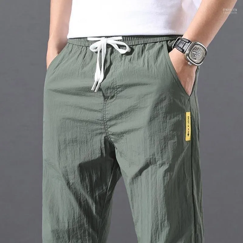 Men's Pants Summer Men Sports Outdoor Casual Trousers Solid Color Elastic Waist Lightweight Comfortable Male Long Plus SizeMen's Drak22