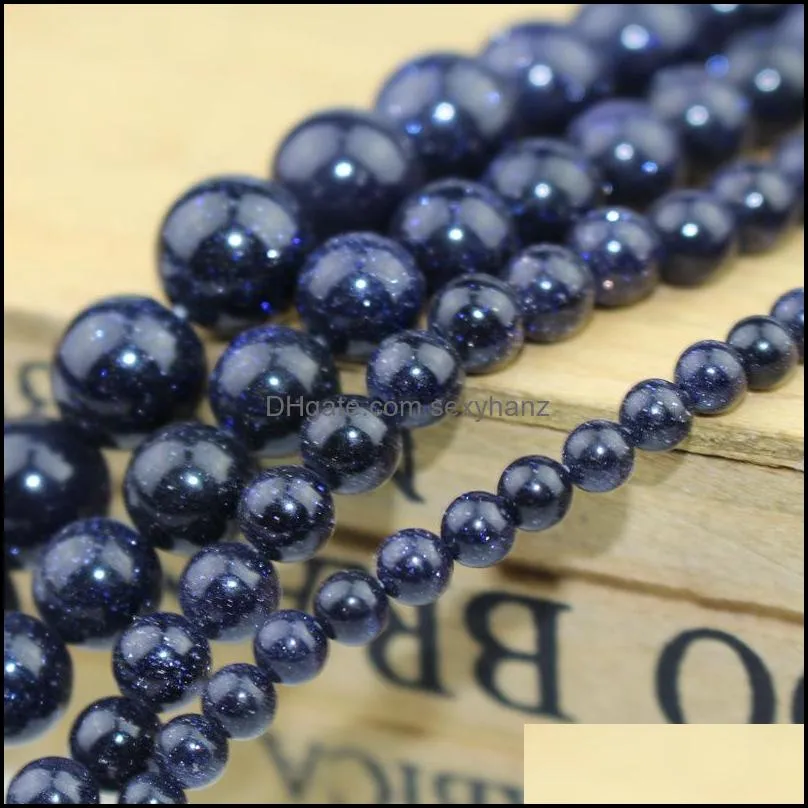 Nice Quality Natural Blue Sand Stone Round Loose Beads 16